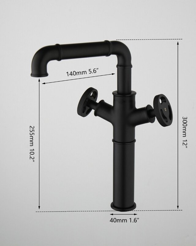 Rene Houtman Industriële Hoge Zwarte Kraan - 30 cm