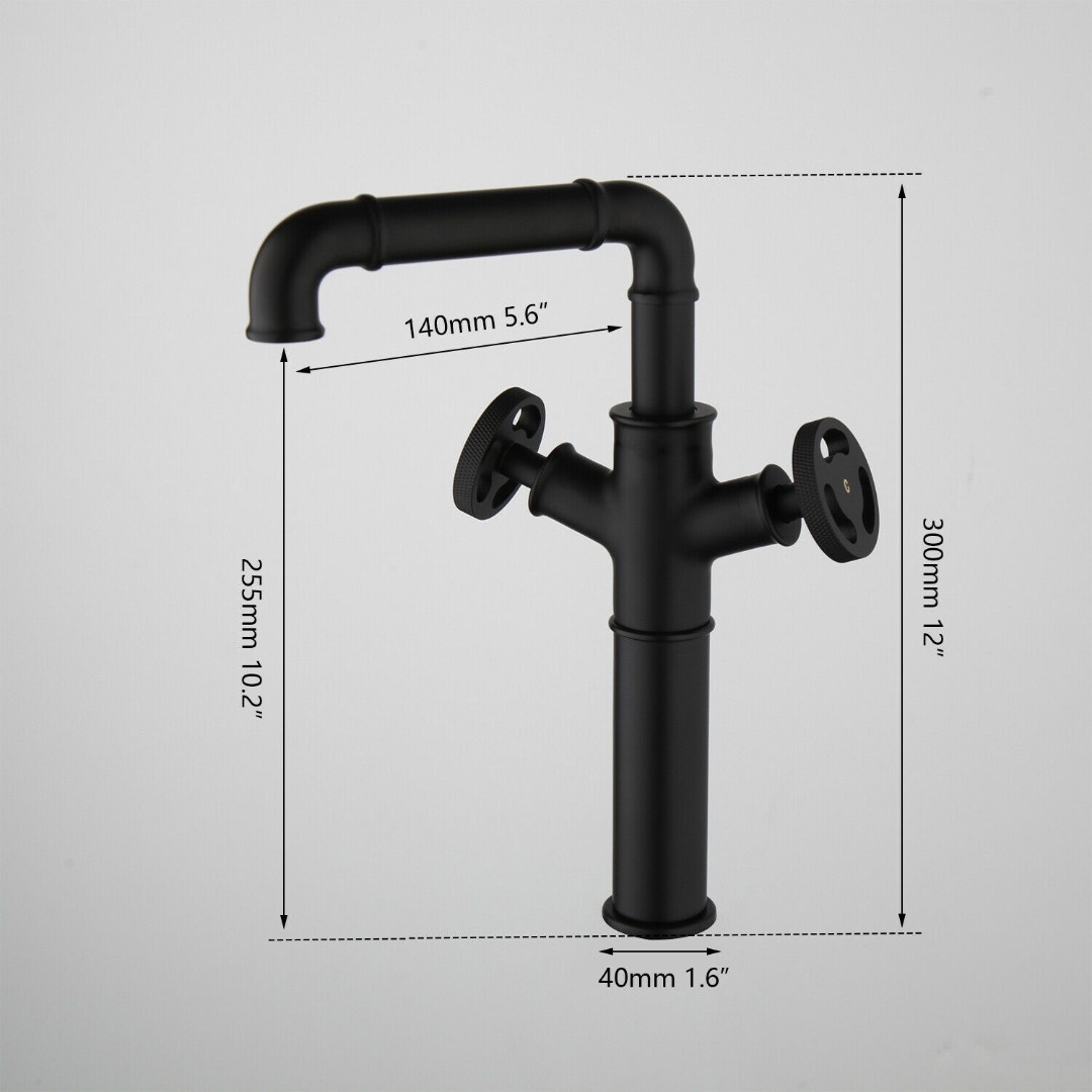 Rene Houtman Industriële Hoge Zwarte Kraan - 30 cm