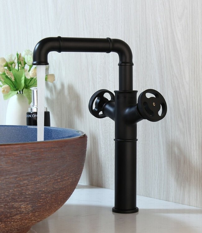 Rene Houtman Industriële Hoge Zwarte Kraan - 30 cm