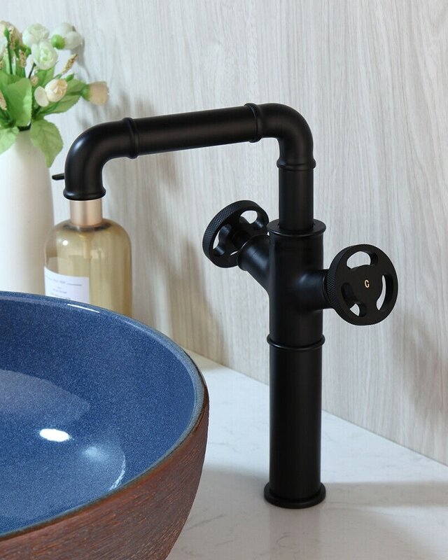 Rene Houtman Industriële Hoge Zwarte Kraan - 30 cm