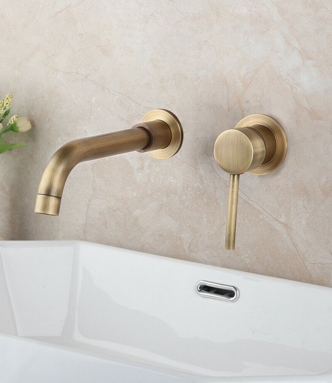 Rene Houtman Bronzen Muurkraan Inbouwkraan - L22 cm met vast binnenwerk