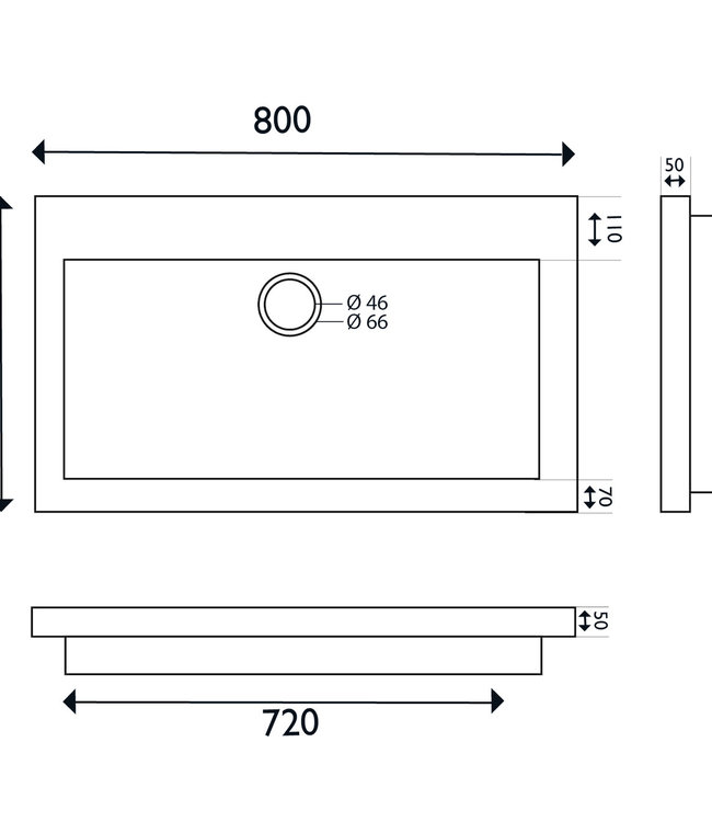 Wiesbaden Raw Wastafel - Enkel Zonder Kraangat - 80x46x5 cm