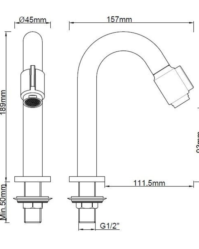 Wiesbaden Victoria Luxe Fonteinkraan - Geborsteld Messing - H19 cm
