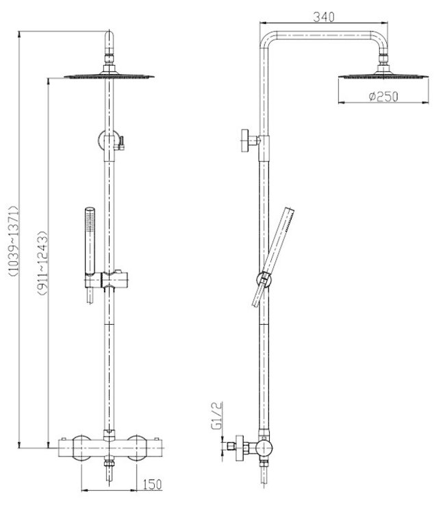 Wiesbaden Thermostatische Opbouw Douche - Mat Zwart
