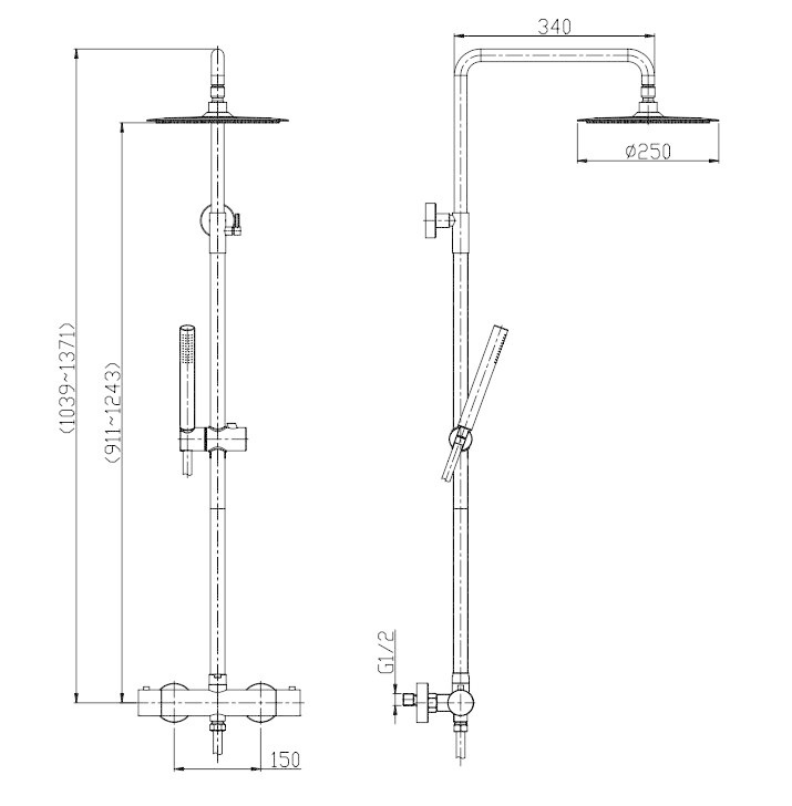 Wiesbaden Thermostatische Opbouw Douche - Mat Zwart