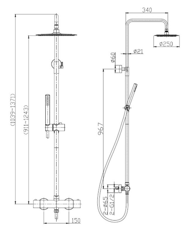 Wiesbaden Thermostatische Opbouw Douche - RVS