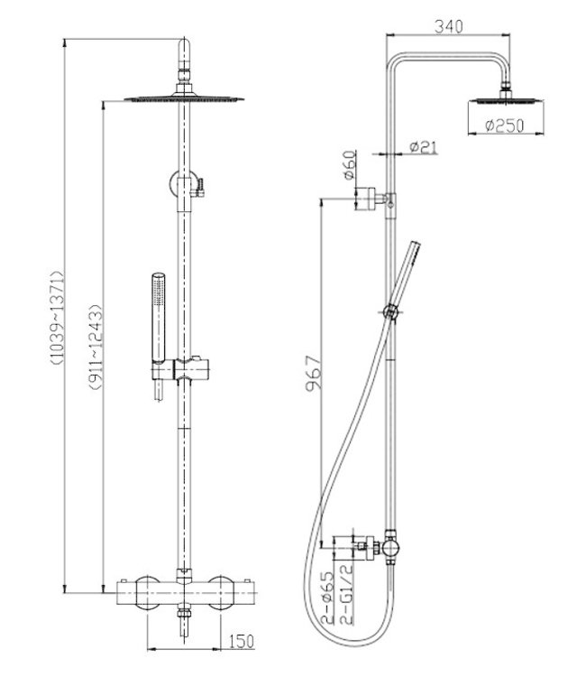 Wiesbaden Thermostatische Opbouw Douche - RVS