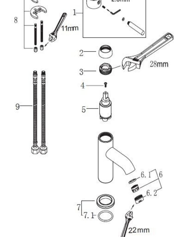 Wiesbaden Lage Wastafelmengkraan Cadans - Zwart - H16 cm