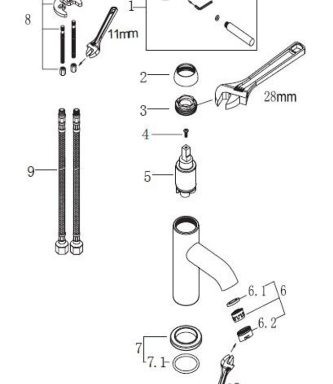 Wiesbaden Lage Wastafelmengkraan Cadans - Zwart - H16 cm