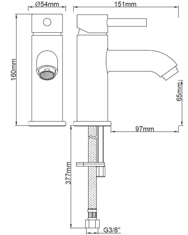 Wiesbaden Lage Wastafelmengkraan Cadans - Zwart - H16 cm