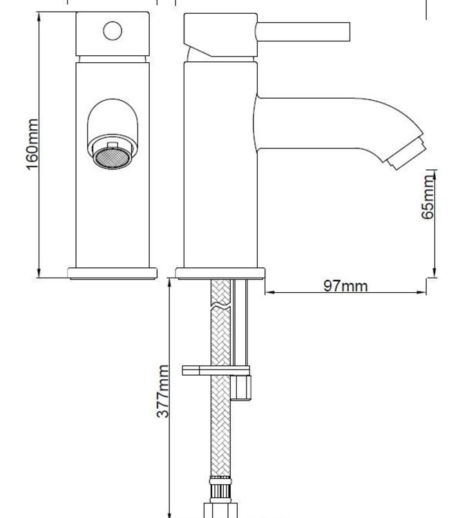 Wiesbaden Lage Wastafelmengkraan Cadans - Zwart - H16 cm