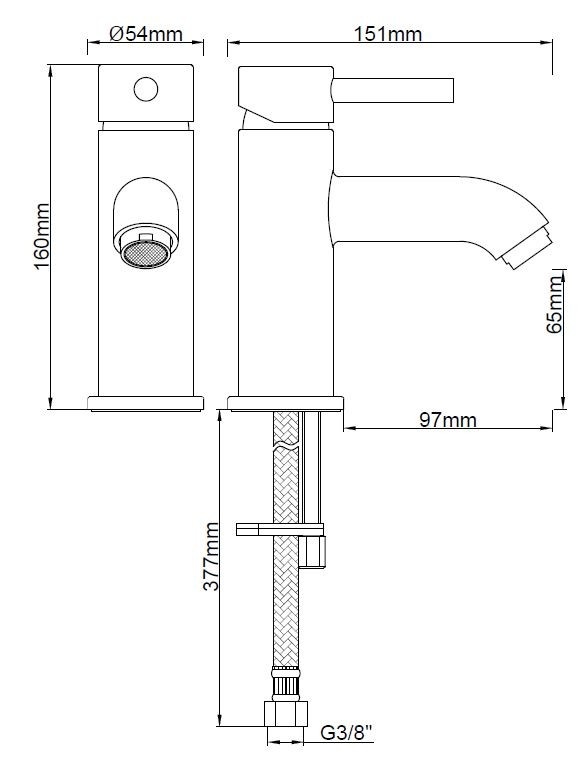 Wiesbaden Lage Wastafelmengkraan Cadans - Zwart - H16 cm