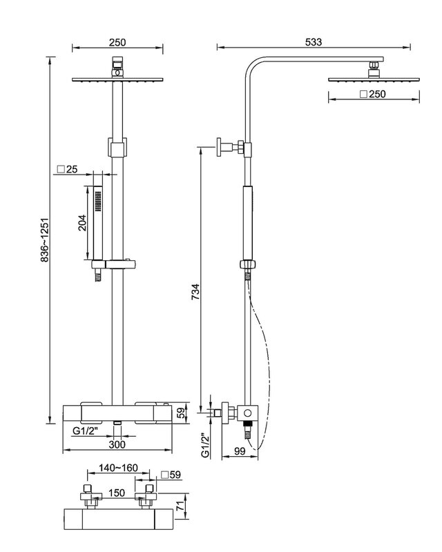 Wiesbaden Thermostatische Opbouw Douche - Chroom