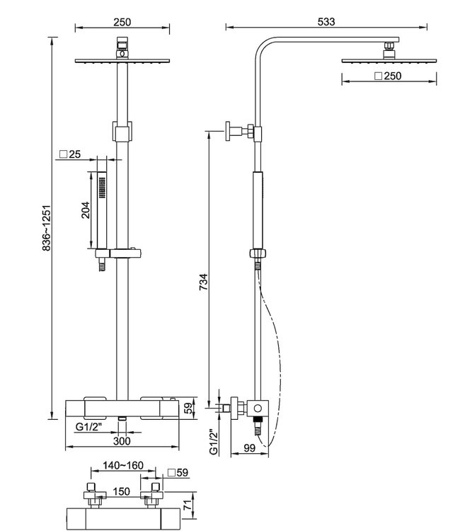 Wiesbaden Thermostatische Opbouw Douche - Chroom