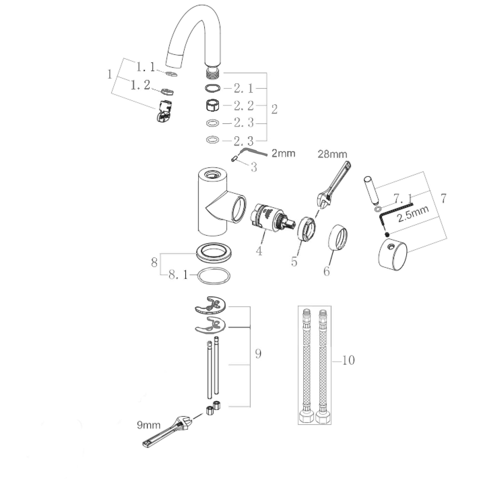 Wiesbaden Wastafelkraan met Draaibare Uitloop - 22,9 cm