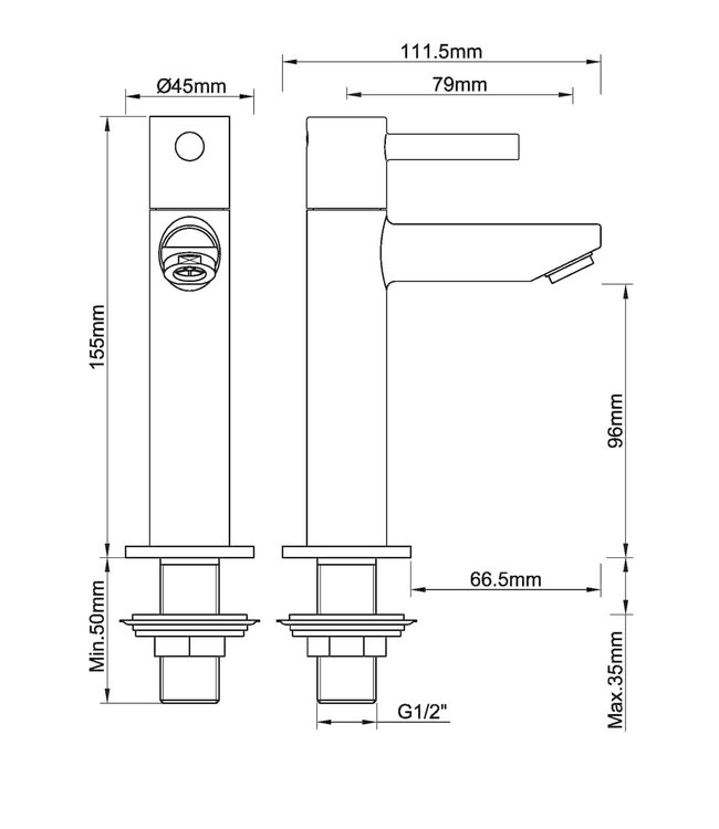 Wiesbaden Amador Toiletkraan Hoog - Geborsteld Staal - H15,5 cm