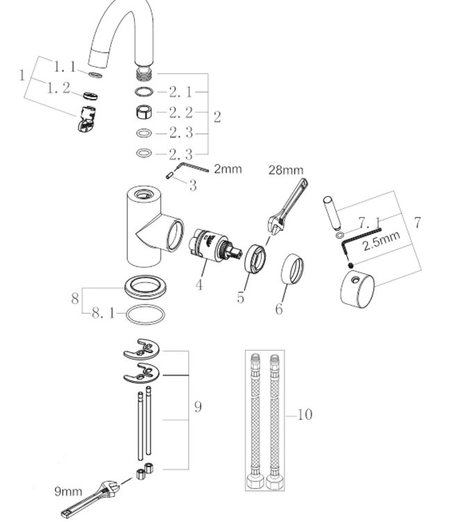 Wiesbaden Caral Opbouw Wastafelkraan - Met Draaibare Uitloop