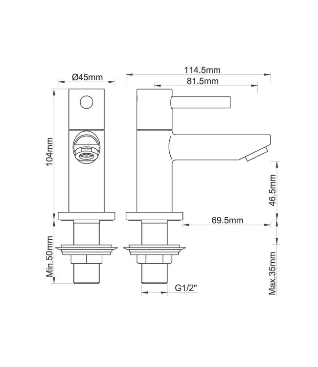 Wiesbaden Amador Toiletkraan - Geborsteld Staal - H10,4 cm