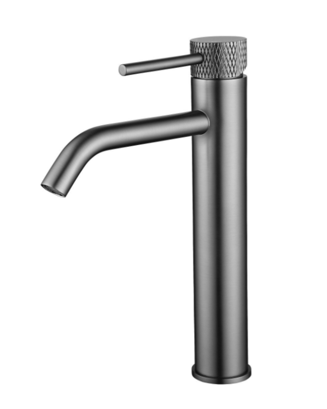 Wiesbaden Wastafelkraan Wiesbaden Ribbd Opbouw XL Hoge Uitloop Gunmetal