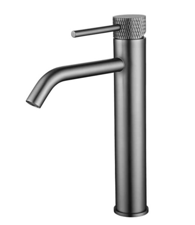 Wiesbaden Wastafelkraan Wiesbaden Ribbd Opbouw XL Hoge Uitloop Gunmetal