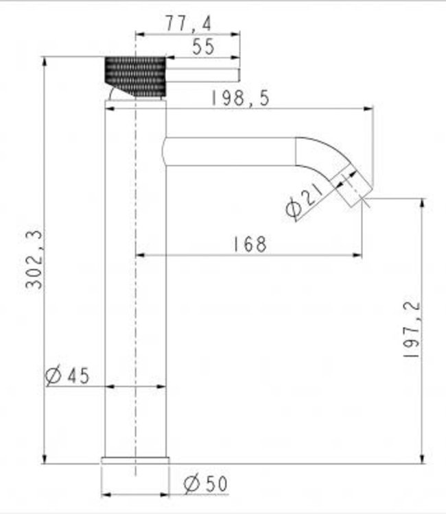 Wiesbaden Wastafelkraan Wiesbaden Ribbd Opbouw XL Hoge Uitloop Gunmetal