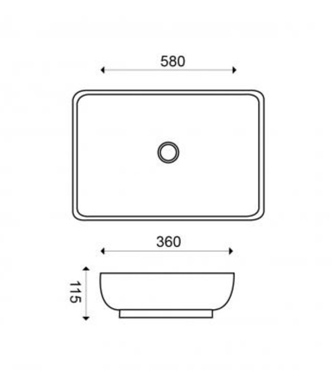 Wiesbaden Opzetwastafel Wiesbaden Karé 58x36x11,5 cm Mat Zwart
