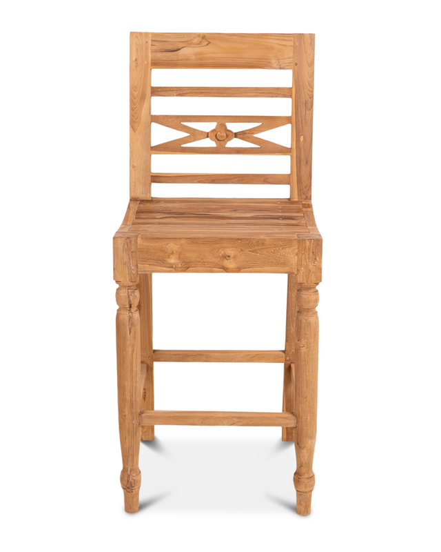 Rene Houtman Barstoel Hout Teak Flower 50x46x119 cm