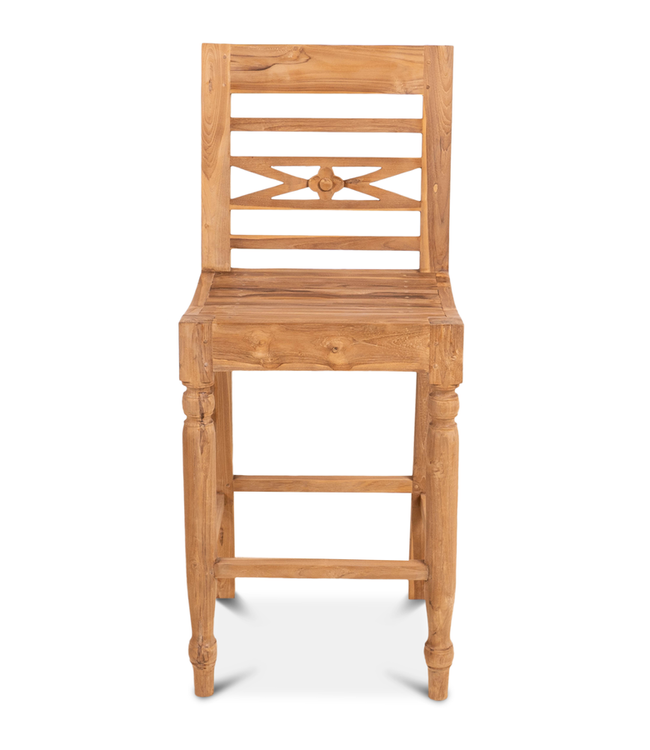 Rene Houtman Barstoel Hout Teak Flower 50x46x119 cm