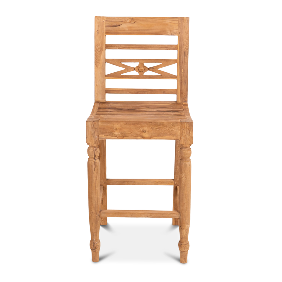 Rene Houtman Barstoel Hout Teak Flower 50x46x119 cm