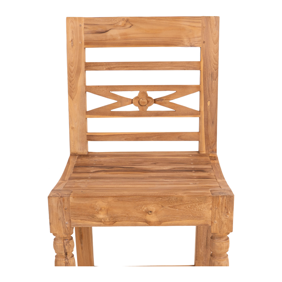 Rene Houtman Barstoel Hout Teak Flower 50x46x119 cm
