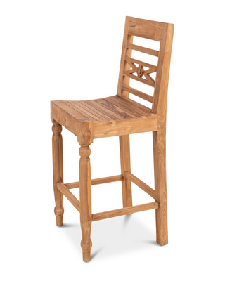 Rene Houtman Barstoel Hout Teak Flower 50x46x119 cm