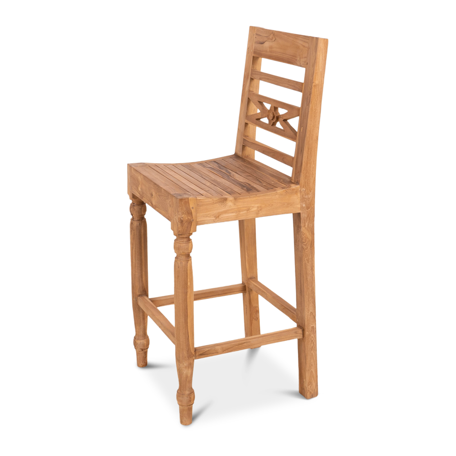 Rene Houtman Barstoel Hout Teak Flower 50x46x119 cm