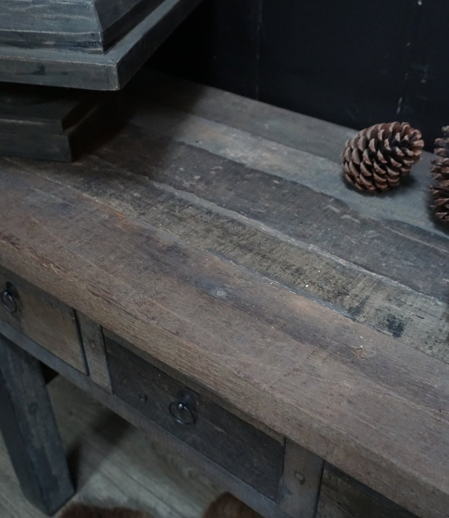 Rene Houtman Sidetable Oud Teak 3-lades L140xD46xH85 cm