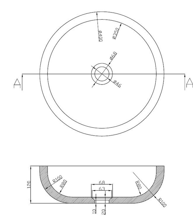 Wiesbaden Waskom Opzet Hardsteen Rond 40x12 cm