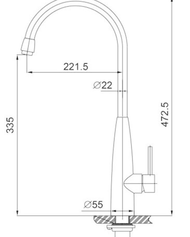 Wiesbaden Clark Keukenkraan - H47,3 cm - RVS