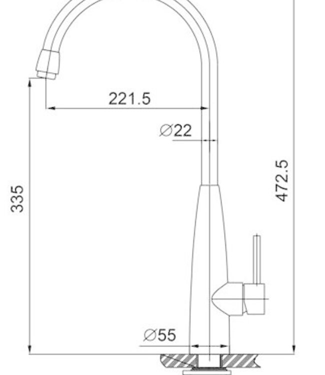 Wiesbaden Clark Keukenkraan - H47,3 cm - RVS