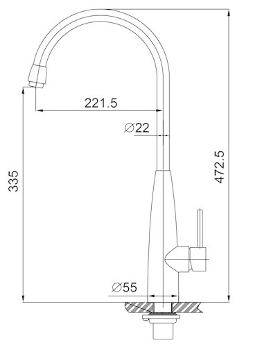 Wiesbaden Clark Keukenkraan - H47,3 cm - RVS