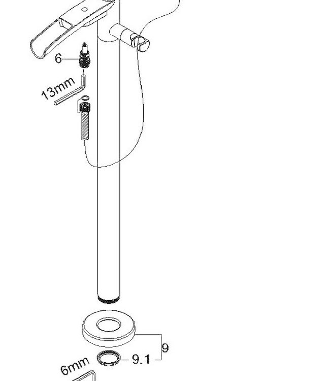 Wiesbaden Lima Badmengkraan - Watervalkraan - H96,5 cm