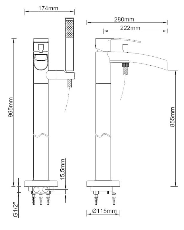 Wiesbaden Lima Badmengkraan - Watervalkraan - H96,5 cm