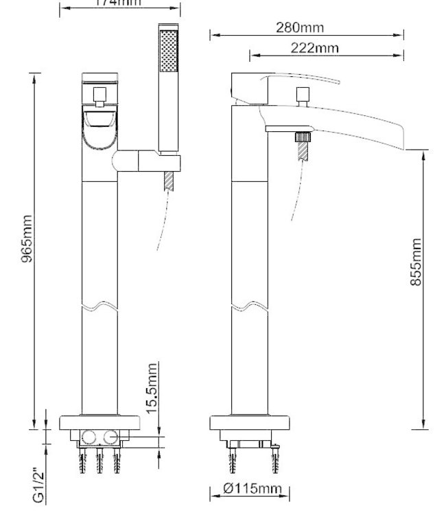 Wiesbaden Lima Badmengkraan - Watervalkraan - H96,5 cm