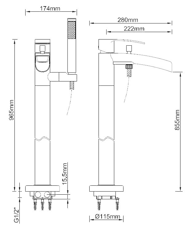 Wiesbaden Lima Badmengkraan - Watervalkraan - H96,5 cm