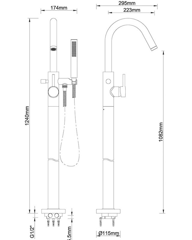 Wiesbaden Caral Vrijstaande Badmengkraan - H124 cm