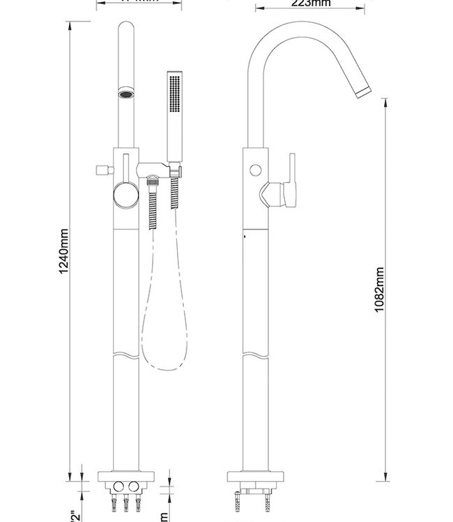 Wiesbaden Caral Vrijstaande Badmengkraan - H124 cm