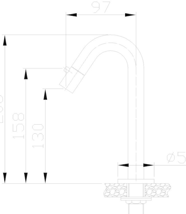 Wiesbaden Metro Toiletkraan - Mat Zwart - H20,6 cm