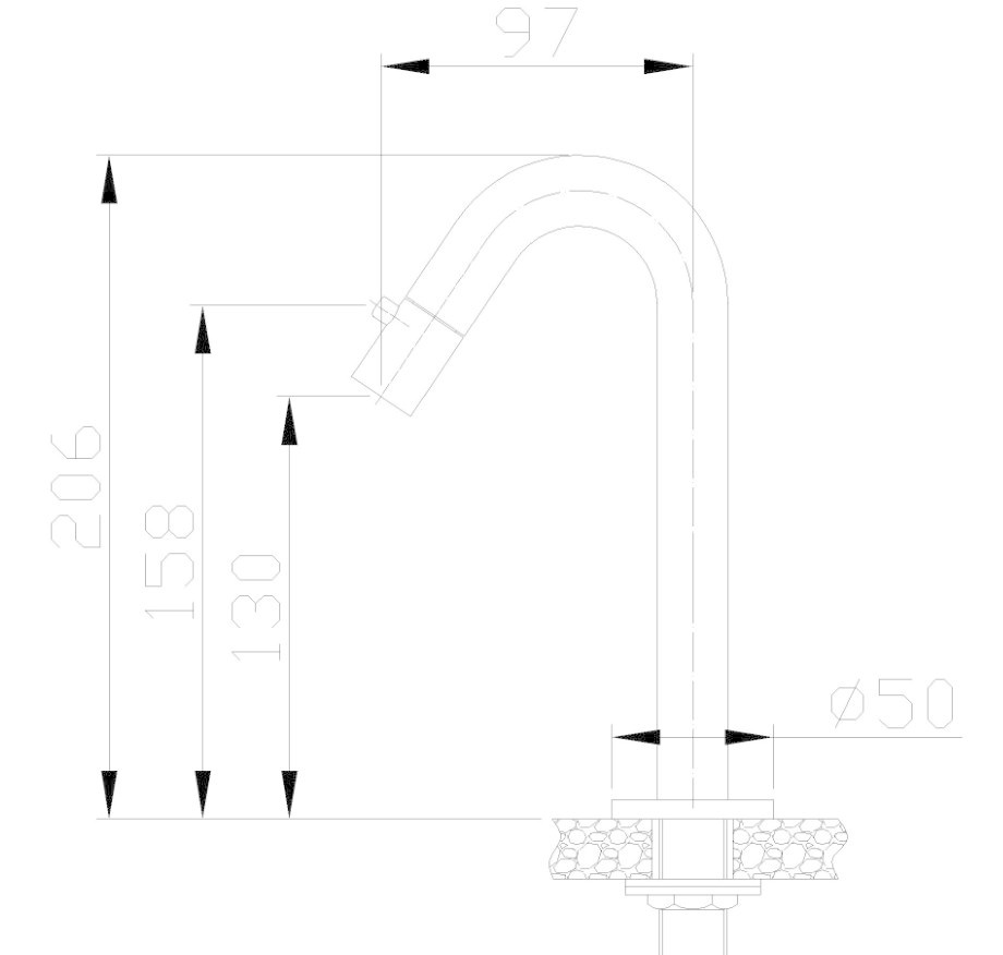 Wiesbaden Metro Toiletkraan - Mat Zwart - H20,6 cm