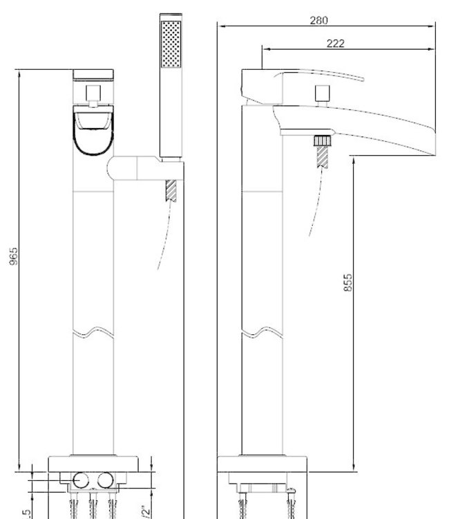 Wiesbaden Lima Vrijstaande Badmengkraan - Chroom
