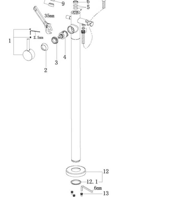 Wiesbaden Caral Vrijstaande Badmengkraan - Chroom