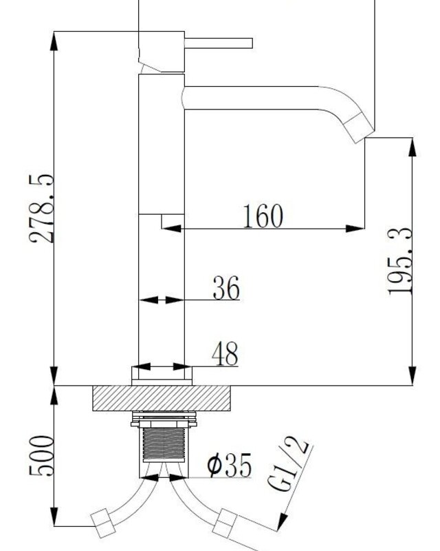 Wiesbaden Style XL Hoge Wastafelmengkraan - Mat Zwart
