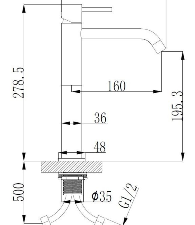 Wiesbaden Style XL Hoge Wastafelmengkraan - Mat Zwart