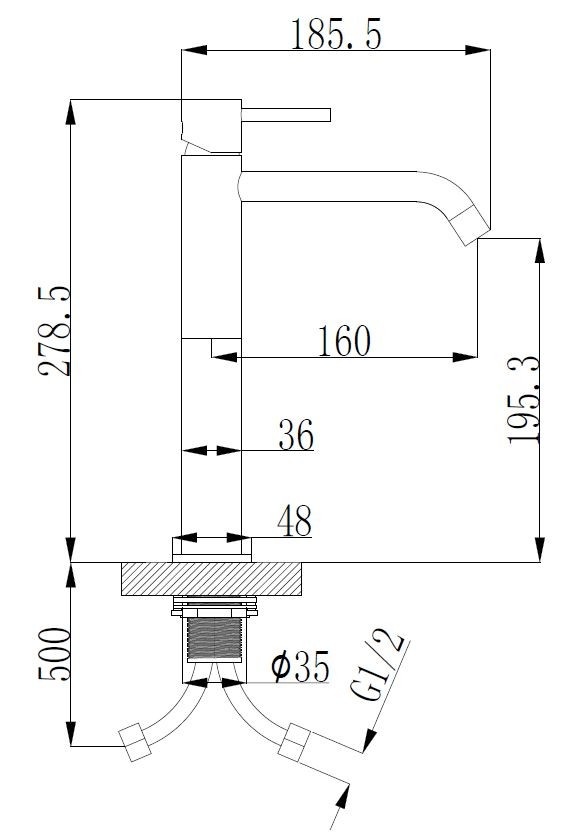 Wiesbaden Style XL Hoge Wastafelmengkraan - Mat Zwart